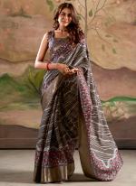 Dola Silk Grey Casual Wear Printed Saree